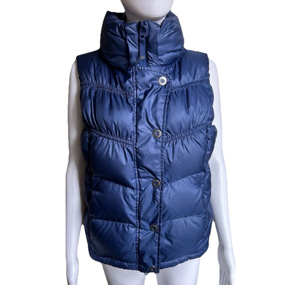 Prana Milly Down Vest Women’s Small Blue Quilted Puffer Snap Zip Outdoor